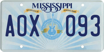 MS license plate AOX093