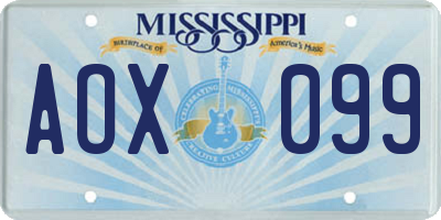 MS license plate AOX099