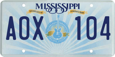MS license plate AOX104