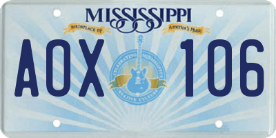 MS license plate AOX106