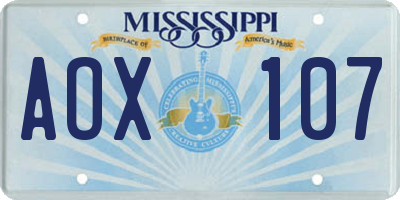 MS license plate AOX107