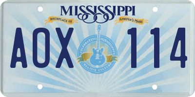 MS license plate AOX114