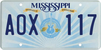 MS license plate AOX117