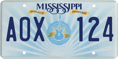 MS license plate AOX124