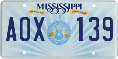 MS license plate AOX139