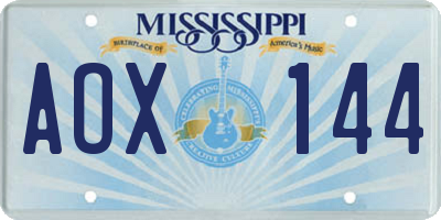 MS license plate AOX144