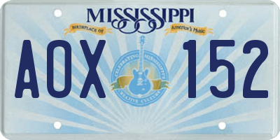 MS license plate AOX152