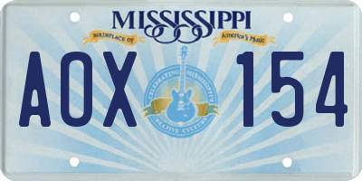 MS license plate AOX154