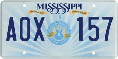 MS license plate AOX157