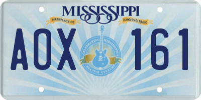 MS license plate AOX161