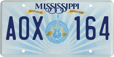 MS license plate AOX164