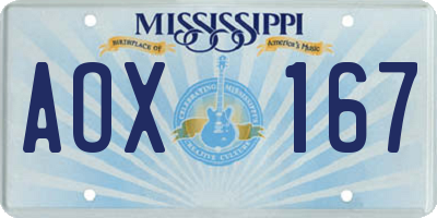 MS license plate AOX167