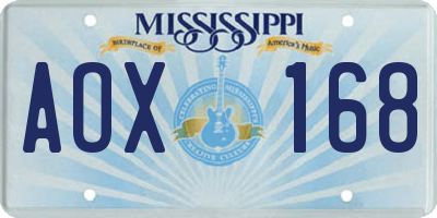 MS license plate AOX168
