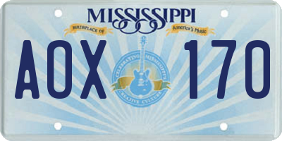 MS license plate AOX170
