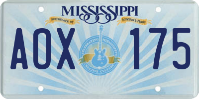MS license plate AOX175