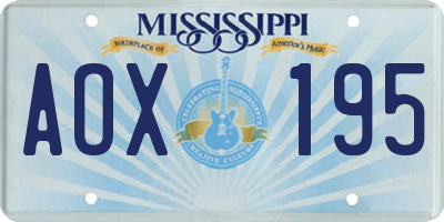 MS license plate AOX195