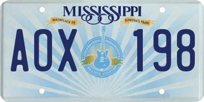 MS license plate AOX198