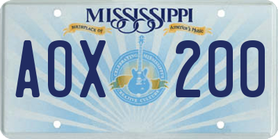 MS license plate AOX200