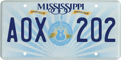 MS license plate AOX202