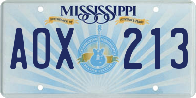 MS license plate AOX213