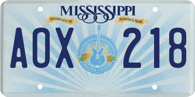 MS license plate AOX218