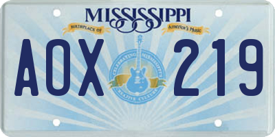 MS license plate AOX219