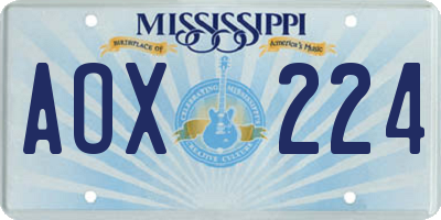 MS license plate AOX224