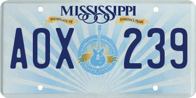 MS license plate AOX239