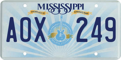 MS license plate AOX249