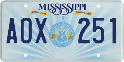 MS license plate AOX251