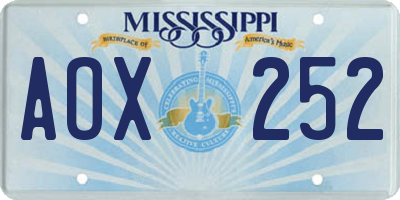 MS license plate AOX252