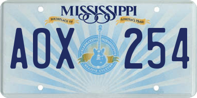 MS license plate AOX254