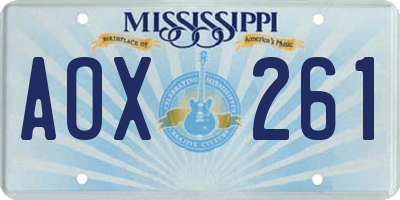 MS license plate AOX261