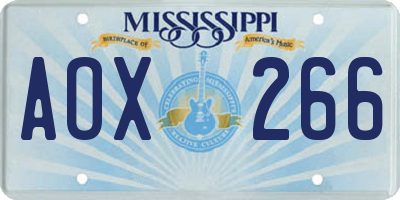 MS license plate AOX266