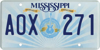MS license plate AOX271