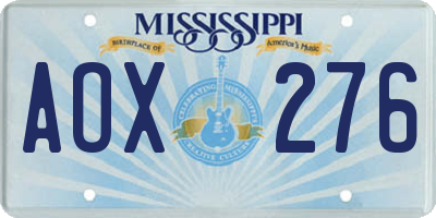 MS license plate AOX276