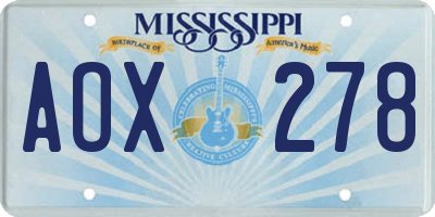 MS license plate AOX278
