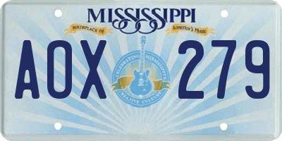 MS license plate AOX279
