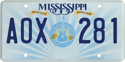 MS license plate AOX281