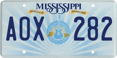MS license plate AOX282