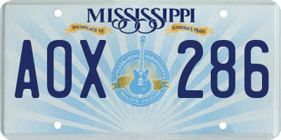 MS license plate AOX286