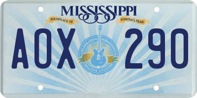 MS license plate AOX290