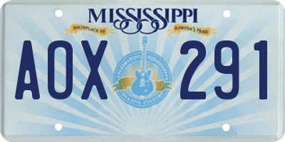 MS license plate AOX291