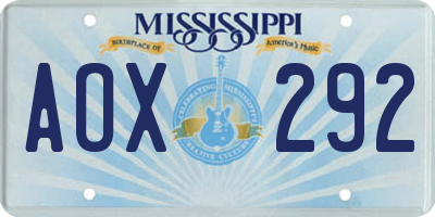 MS license plate AOX292