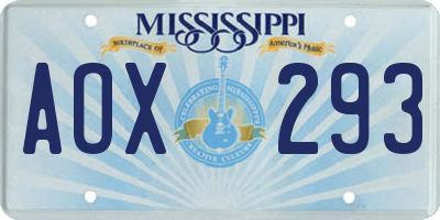 MS license plate AOX293