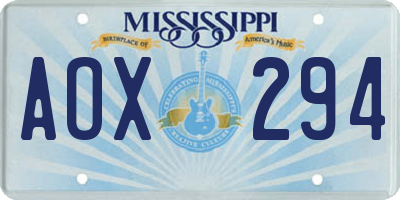 MS license plate AOX294
