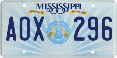 MS license plate AOX296