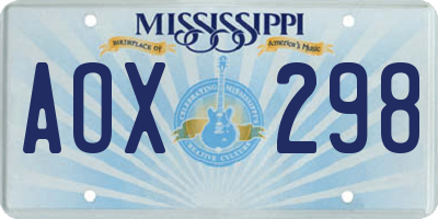 MS license plate AOX298