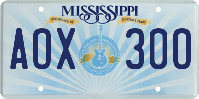 MS license plate AOX300