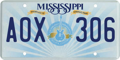 MS license plate AOX306